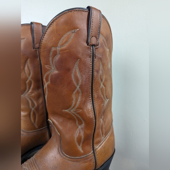 VINTAGE Avonite Hypalon Cowboy Boots, Honey/Cognac Brown (SIZE 9 EE/Extra Wide) - Picture 7 of 13